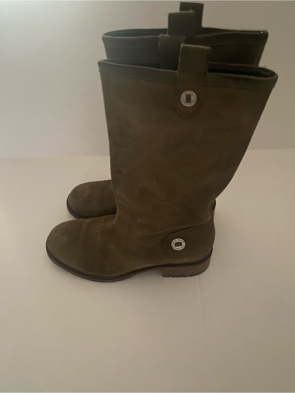 Women's Olive Suede Mid-Calf Boots